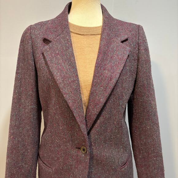 Vintage Courtenay women's wool blazer burgundy and maroon tweed, women’s size 10 - Picture 6 of 11
